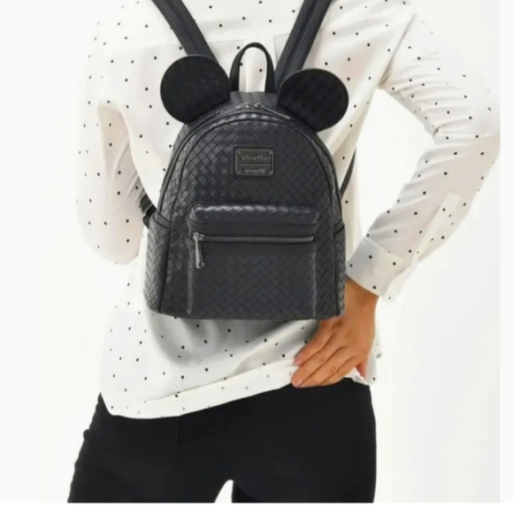 Disney Parks Mickey Mouse Woven Black Loungefly Mini loungefly NWT Japan Disney - Picture 3 of 5